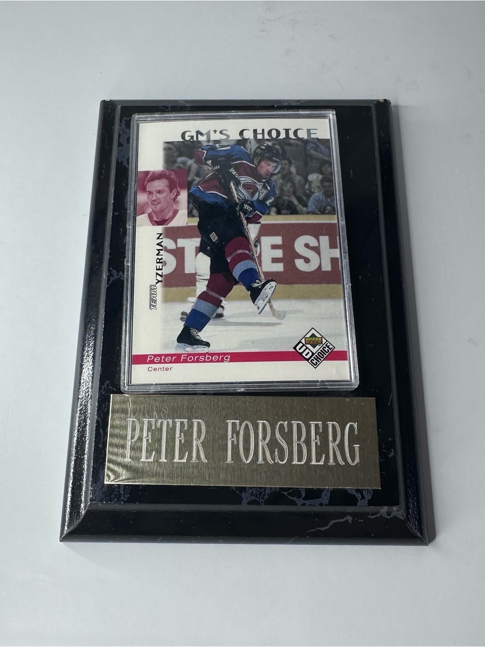 Peter Forsberg Upper Deck GM's Choice Card Display Plaque Avalanche NHL